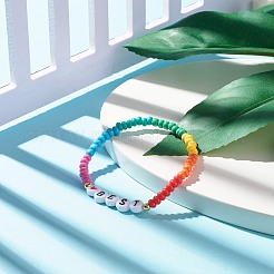 Word BEST Stretch Bracelets&nbsp;BJEW-JB07524-05