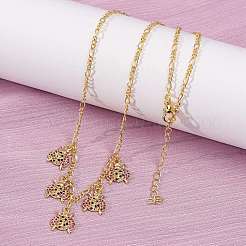 Brass Micro Pave Colorful Cubic Zirconia Ladybug Pendant Necklaces&nbsp;NJEW-A071-08G