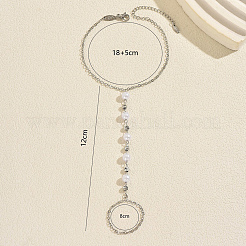 Elegant Brass Imitation Round White Pearl Hand Chain Finger Ring Bracelets for Women&nbsp;KS0811