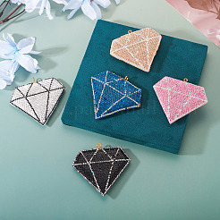 5Pcs 5 Colors Handmade Polymer Clay Rhinestone Big Pendants&nbsp;CLAY-BT0001-16