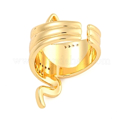 Snake Brass Micro Pave Clear Cubic Zirconia Open Cuff Rings&nbsp;RJEW-G329-01G