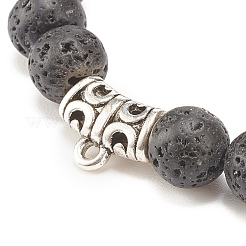 Natural Lava Rock & Mixed Gemstone Round Beaded Stretch Bracelet&nbsp;BJEW-JB08008