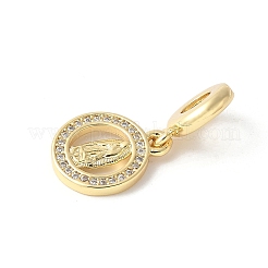 Brass Micro Pave Cubic Zirconia European Dangle Charms&nbsp;ZIRC-I071-24G
