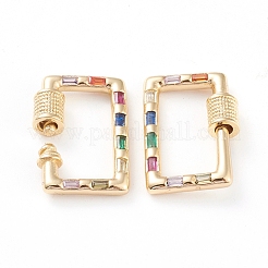 Brass Micro Pave Cubic Zirconia Screw Carabiner Lock Charms&nbsp;ZIRC-L093-57G