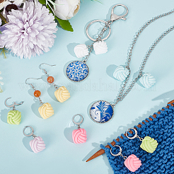 Opaque Resin Yarn Ball Charm Locking Stitch Markers&nbsp;HJEW-PH01757