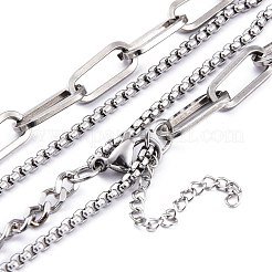 Non-Tarnish 304 Stainless Steel Double Layer Necklaces&nbsp;NJEW-M181-07P