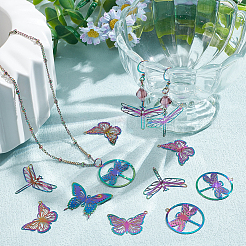 40Pcs 4 Style Ion Plating(IP) 201 Stainless Steel Filigree Pendants&nbsp;STAS-HY0001-34