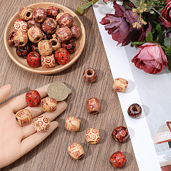 125pcs 5 Colors Dyed Natural Wood Beads&nbsp;WOOD-PA0001-27