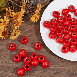 50Pcs Spray Painted Wood European Beads&nbsp;WOOD-PA0001-82