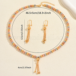 Vintage Brass Round Beaded Tassel Necklace & Earrings for Women&nbsp;KV0699