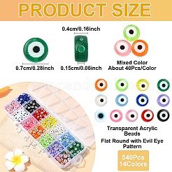 540pcs 14 Colors Transparent Acrylic Beads&nbsp;TACR-YW0002-08