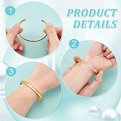 4Pcs 2 Colors C-Shaped 201 Stainless Steel Grooved Cuff Bangles&nbsp;STAS-UN0065-25A