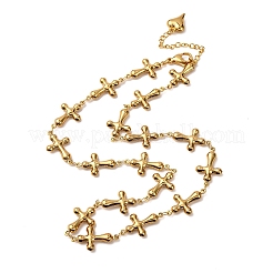 304 Stainless Steel Cross Link Chain Necklaces for Women&nbsp;NJEW-G178-03G-01