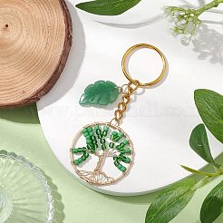 Tree of Life & Leaf Glass Seed Beaded Keychain&nbsp;KEYC-MZ00006