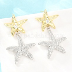 Brass Micro Pave Cubic Zirconia Dangle Stud Earrings&nbsp;EJEW-G471-29D-GP