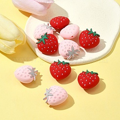 10Pcs 2 Colors Strawberry Food Grade Eco-Friendly Silicone Focal Beads&nbsp;SIL-FS0001-11