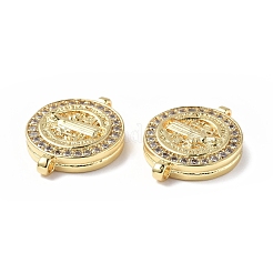 Eco-Friendly Rack Plating Brass Micro Pave Clear Cubic Zirconia Connector Charms&nbsp;KK-F845-03G