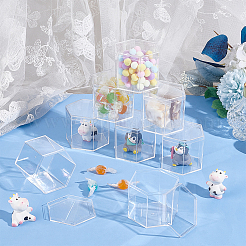 Hexagon Plastic Storage Boxes with Hat Cover&nbsp;CON-WH0084-81
