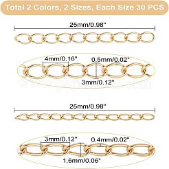 120Pcs 4 Style 304 Stainless Steel Curb Chains Extender&nbsp;STAS-UN0038-16