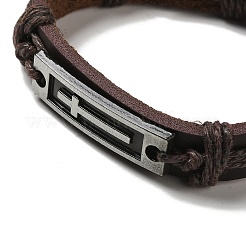 Alloy Rectangle with Cross Link Bracelet&nbsp;BJEW-C037-01B