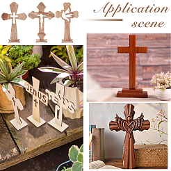24Pcs Wood Cross Display Decorations&nbsp;DIY-WH0899-437