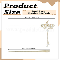 2Pcs 2 Styles Alloy Hair Sticks&nbsp;OHAR-LP0004-04