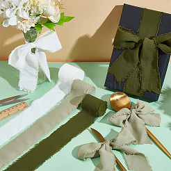 3 Rolls 3 Colors Cotton Frayed Ribbons&nbsp;OCOR-WH0045-08B