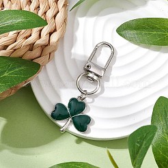 Lucky Clover Alloy Enamel Pendant Decoration&nbsp;HJEW-JM02502-02