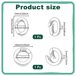 2Pcs 2 Styles 925 Sterling Silver Spring Gate Rings&nbsp;STER-NB0001-38