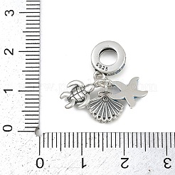925 Sterling Silver Indicolite Rhinestone European Dangle Charms&nbsp;KK-P324-10P