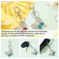 2Pcs 2 Colors Alloy Rhinestone Keychain&nbsp;KEYC-WR0001-06