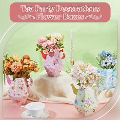 12Pcs 4 Colors Tea Pot Shaped Paper Flower Boxes for Centerpiece&nbsp;CON-WH0086-181