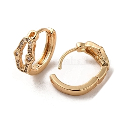 Oval Brass Micro Pave Cubic Zirconia Hoop Earrings&nbsp;EJEW-C073-48KCG