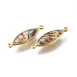 Brass Pave Natural Paua Shell Connector Charms&nbsp;KK-E794-01G-06