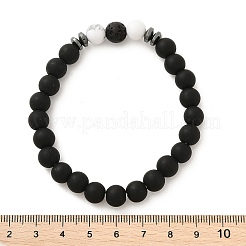 8mm Round Frosted Natural Obsidian & Howlite & Lava Rock Beaded Stretch Bracelets for Women Men&nbsp;AC1855-1