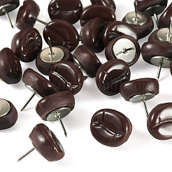 30Pcs Coffee Bean Shape Opaque Resin with Iron Drawing Pins&nbsp;AJEW-TADJ00003