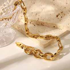 Classic 304 Stainless Steel Oval Link Chain Bracelets & Necklaces Sets for Unisex&nbsp;KZ4634-1
