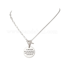 Alloy Disc with Word Pendant 304 Stainless Steel Mixed Chain OT Necklaces&nbsp;NJEW-JN05867
