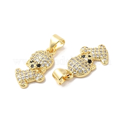 Brass Micro Pave Clear & Clack Cubic Zirconia Pendants&nbsp;ZIRC-L103-002G