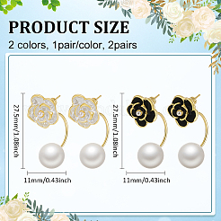 2 Pairs 2 Colors Alloy Flower Stud Earrings&nbsp;EJEW-HY0001-56