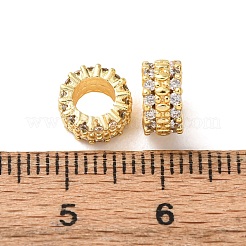 Brass Micro Pave Clear Cubic Zirconia European Beads&nbsp;CU-H003-01G