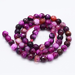 Faceted Natural Agate Beads Strands&nbsp;G-F561-6mm-D05