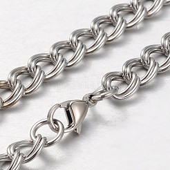 Tarnish Resistant 304 Stainless Steel Double Link Chain Necklace&nbsp;STAS-L127-02P