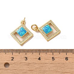 Brass Micro Pave Cubic Zirconia with Synthetic Opal Pendants&nbsp;KK-D096-17G