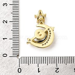Moon & Star Rack Plating Brass Micro Pave Cubic Zirconia Pendants&nbsp;KK-C037-08G
