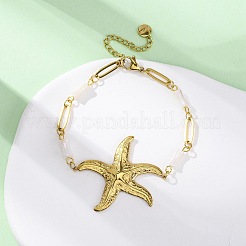 304 Stainless Steel Starfish Link Bracelets&nbsp;BJEW-L708-08G