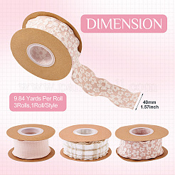 3 Rolls 3 Styles Wrinkle Polyester Ribbon&nbsp;OCOR-TA0002-99C
