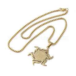201 Stainless Steel Sun with Knot Pendant Necklaces&nbsp;NJEW-P293-07G