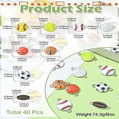 40Pcs 8 Styles Sports Theme Alloy Enamel Connector Charms&nbsp;ENAM-CJ0005-90