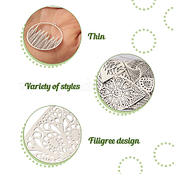 40Pcs 10 Style 201 Stainless Steel Filigree Pendants&nbsp;STAS-FW0001-26